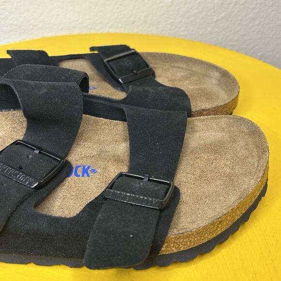 NEW Men’s Birkenstock Arizona Soft Slide Sandal Black Oiled Leather Sz 42 9 Flaw main image 12